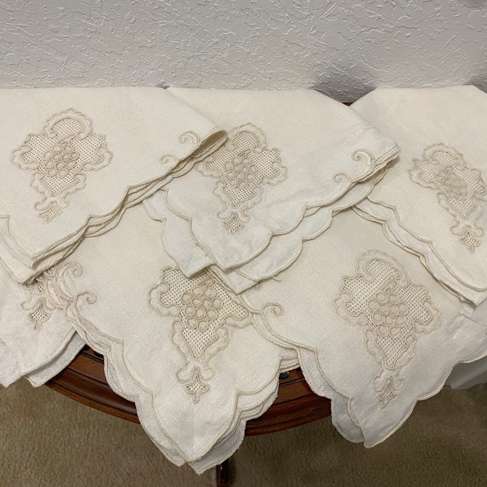 Napkin set of 6, Vintage (40s'-60's), 100% linen